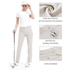 Lesmart Women's Beige Stretch Lightweight Breathable Quick Dry Golf Pants Sz 10